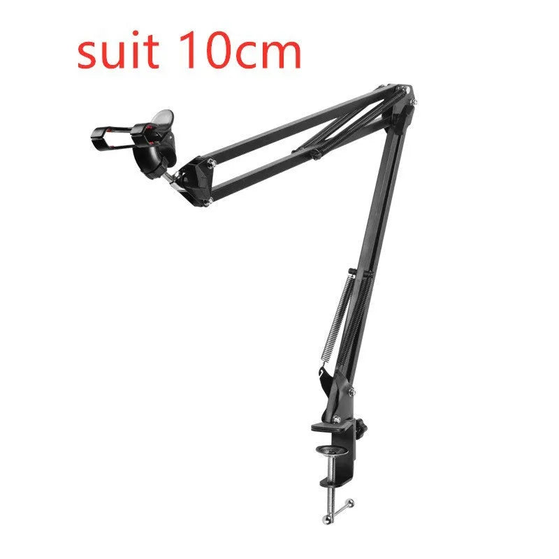 Black and white adjustable phone and tablet stand on a flat surface