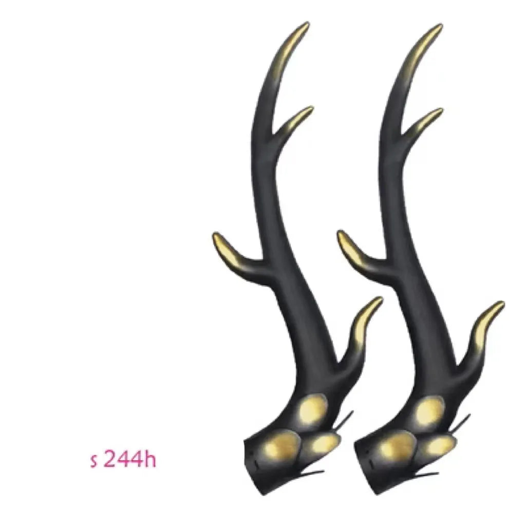 Pair of detailed resin dragon horns for motorcycle helmet customisation in Black Gold finish.