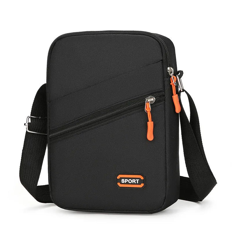 Ultra-light Oxford cloth crossbody commuter bag in solid colour with contrast trim.