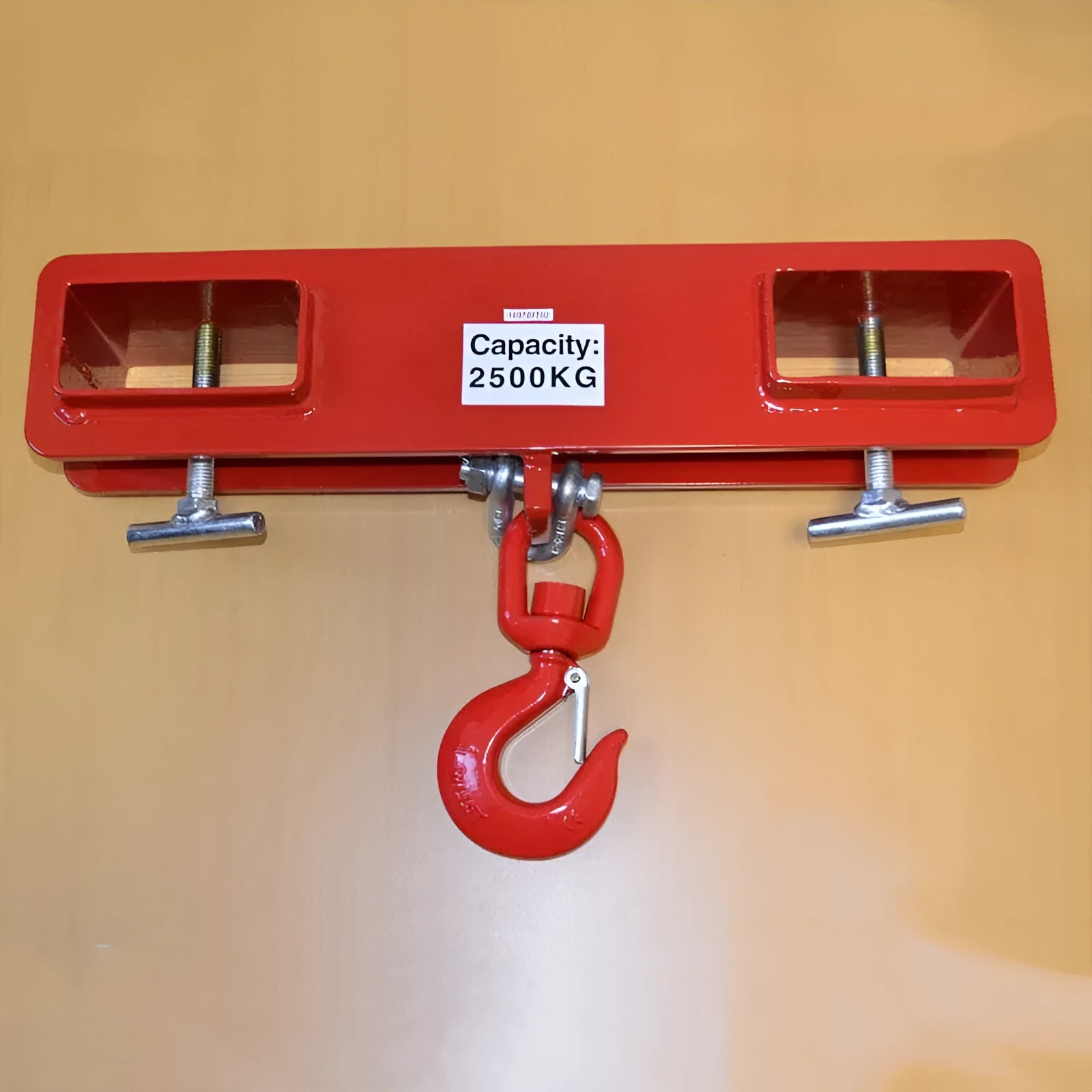MK forklift crane hook attachment with a rotatable iron hook and safety locking device