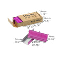 Box of 1000 metal office staples in black, purple, rose gold, and rose red colours