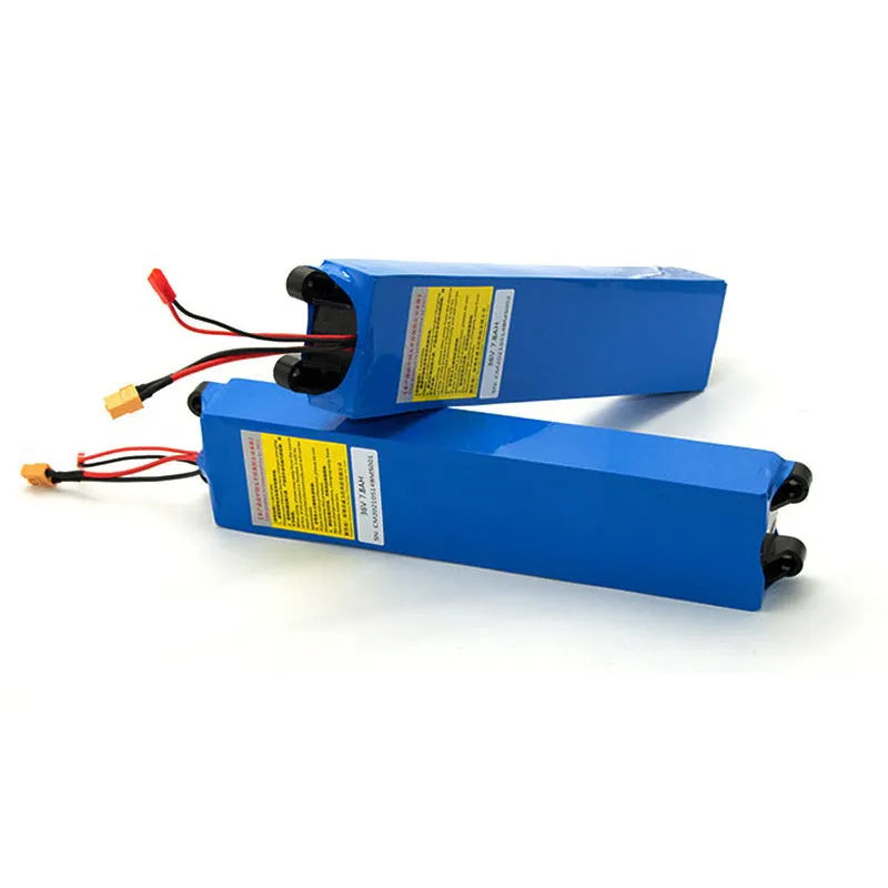 36V lithium-ion battery pack for electric scooter with capacity options labelled 6.6A, 7.8A, and 10.4A