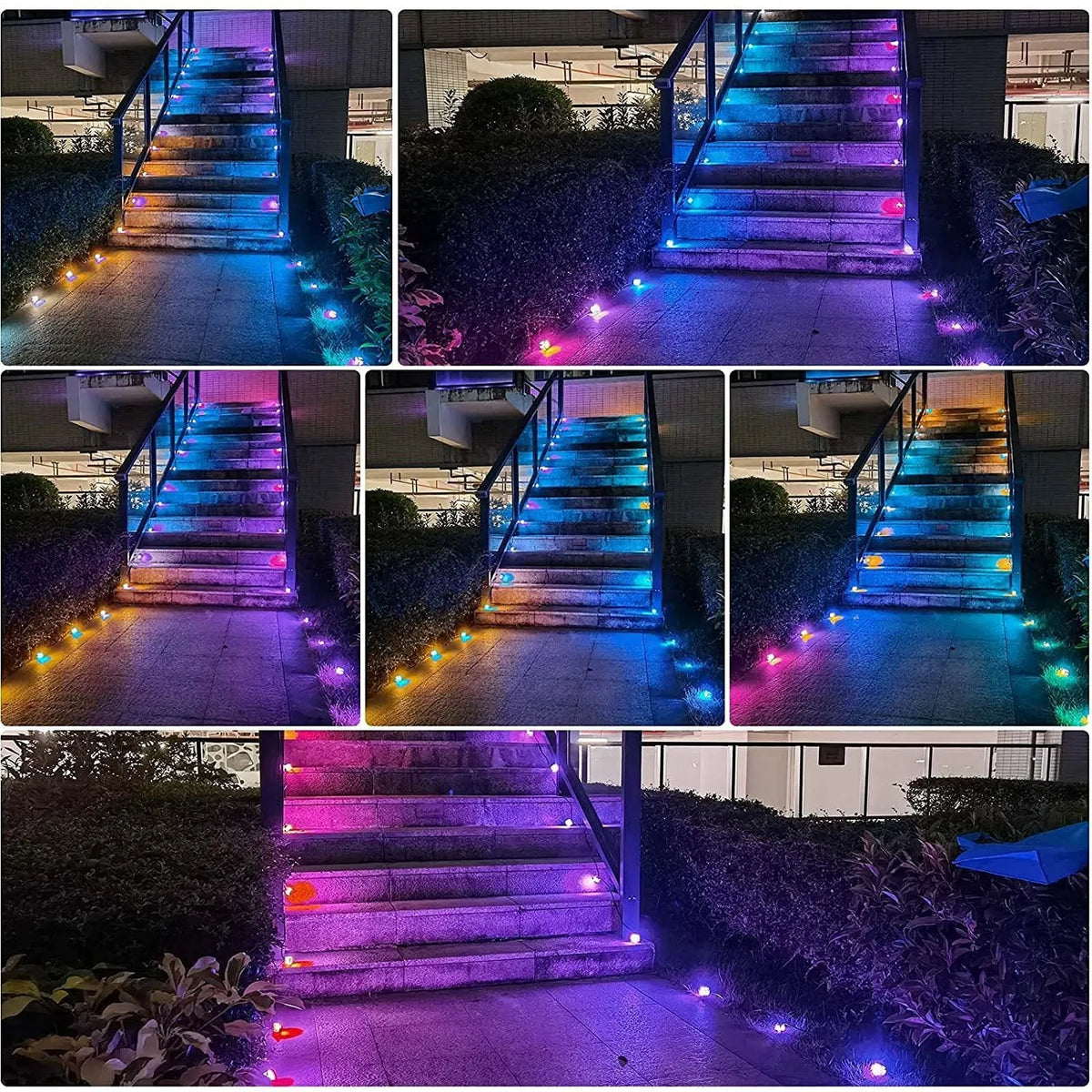 RGB outdoor LED underground lamp string, 4W 220V IP67, white, 10 deck lights with remote and keyed control