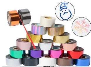 Roll of electrochemical aluminium hot foil stamping paper for leather and plastic branding.