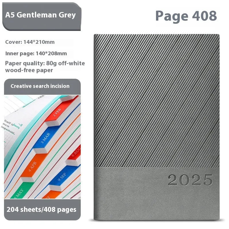 A4 office notepad with striped PU leather cover showing eight colour options