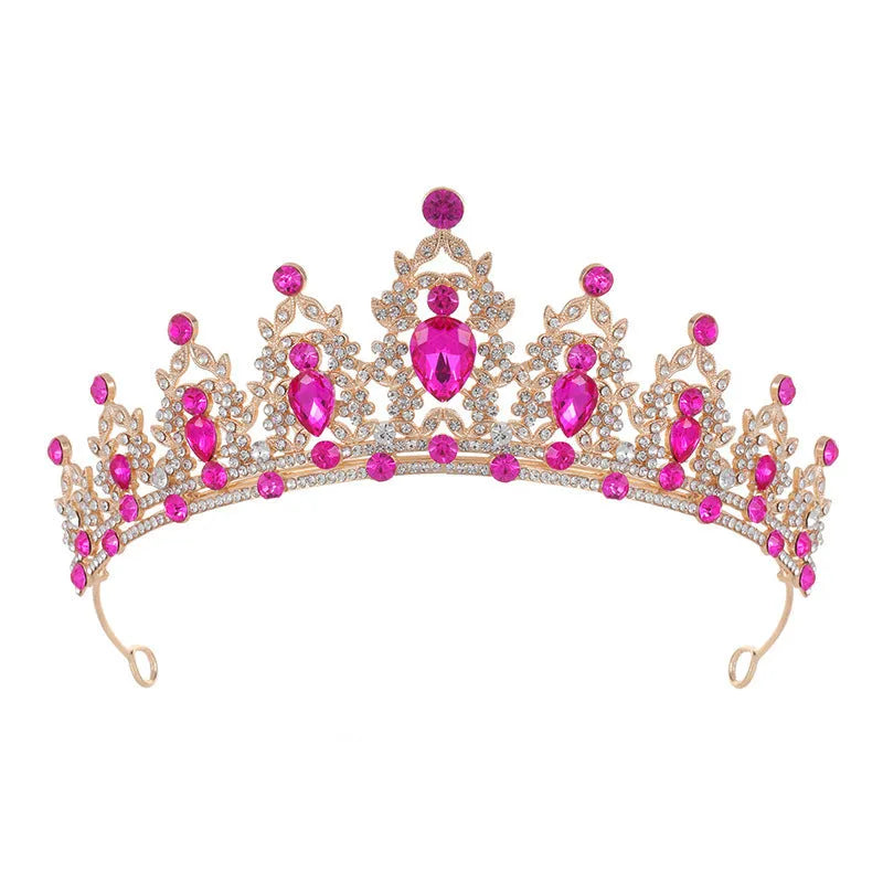 Alloy baroque bridal crown headdress with diamond treatment in a silver and white diamond colour.
