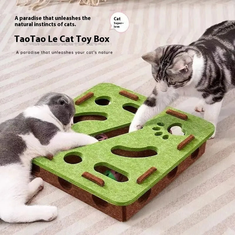 Angled felt cat scratching toy arch in camel white colour measuring 30cm square