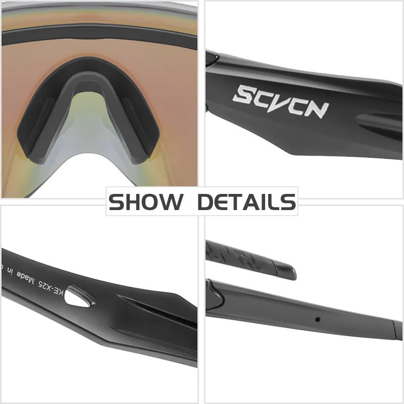 Frameless athletic glasses with integrated colourful lens for windproof sports protection