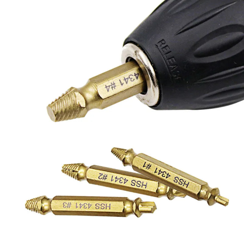 4341 high-speed steel screw extractor set of 5 tools for removing stripped and rusted screws