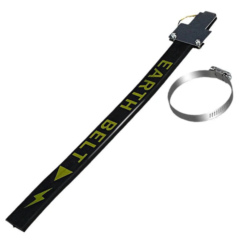 Black rubber car electrostatic belt with copper wire grounding chain, 370mm length for SUV and saloon vehicles