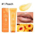 Women's lip gloss in berry, grape, grapefruit, and yellow peach flavour options.