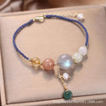 Hand-woven peace buckle bracelet with crystal beads and sequins in red, green, or blue colour options