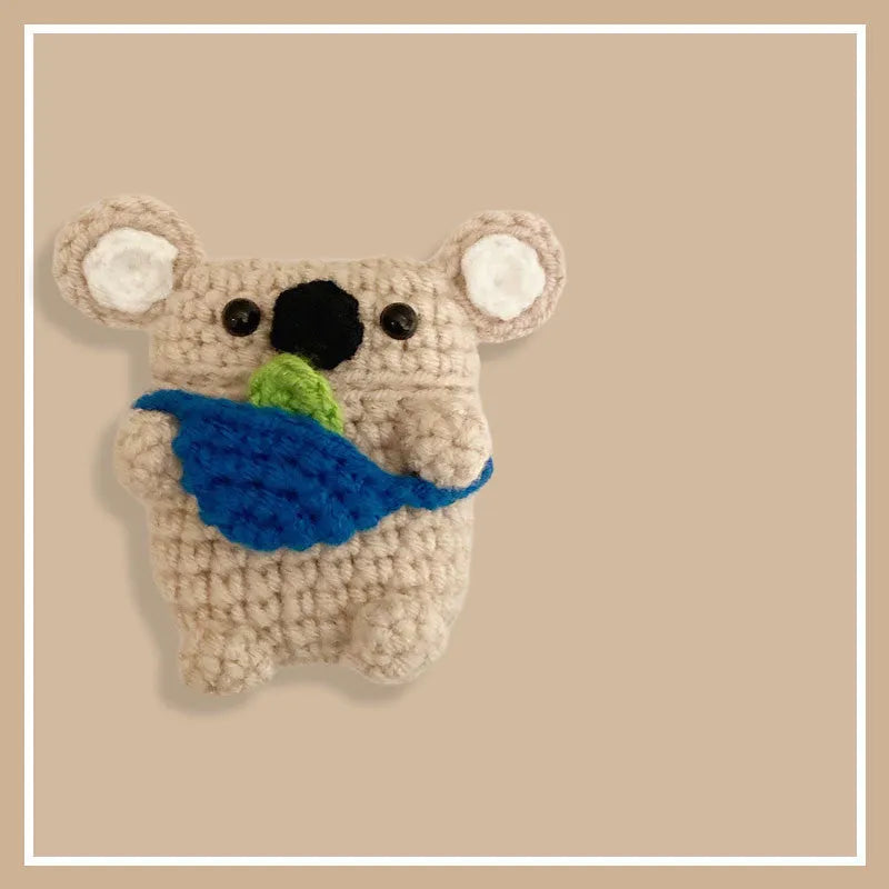 Handmade knitted koala bear backpack design AirPods protective cover