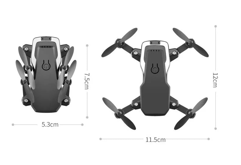 LF606 folding four-axis drone with 4K HD camera, black or white, 11 x 11 x 3.5 cm, altitude hold and headless mode.