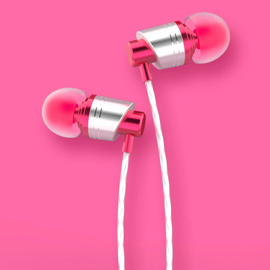 Wired in-ear headphones with 3.5mm plug and built-in microphone in black colour with silicone eartips