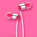 Wired in-ear headphones with 3.5mm plug and built-in microphone in black colour with silicone eartips
