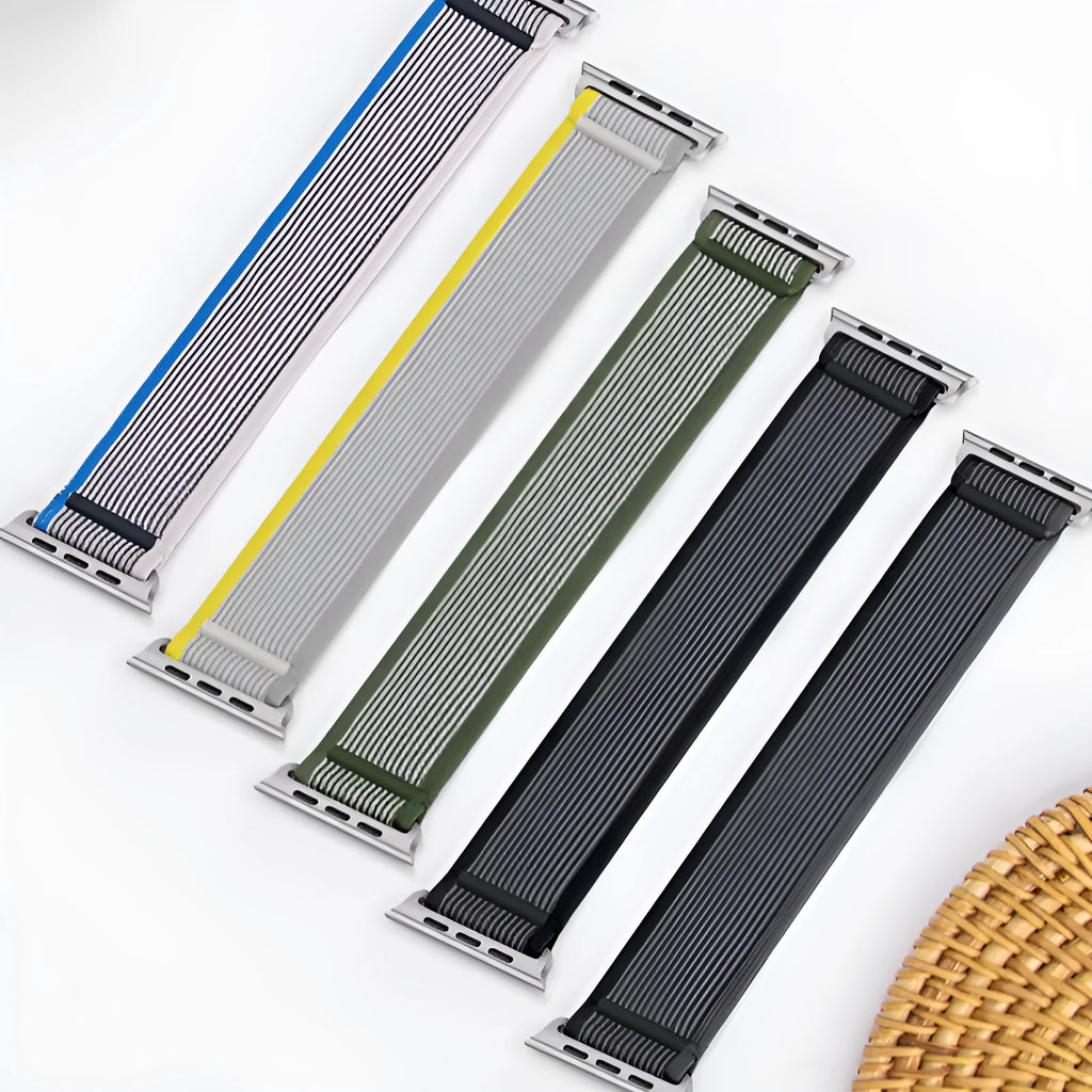 Nylon Apple Watch replacement strap with single ring buckle in various colours