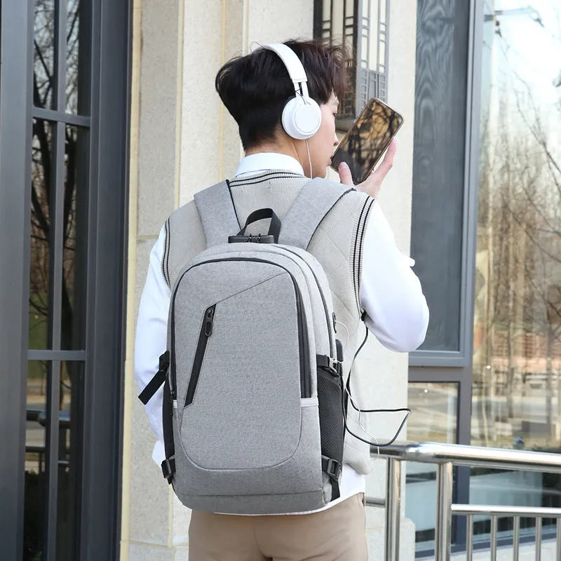 Oxford cloth computer backpack in solid colour with street trend style design