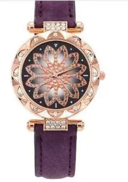 Round 32mm diamond dial ladies watch on wrist, showing pin buckle and available in multiple colours.