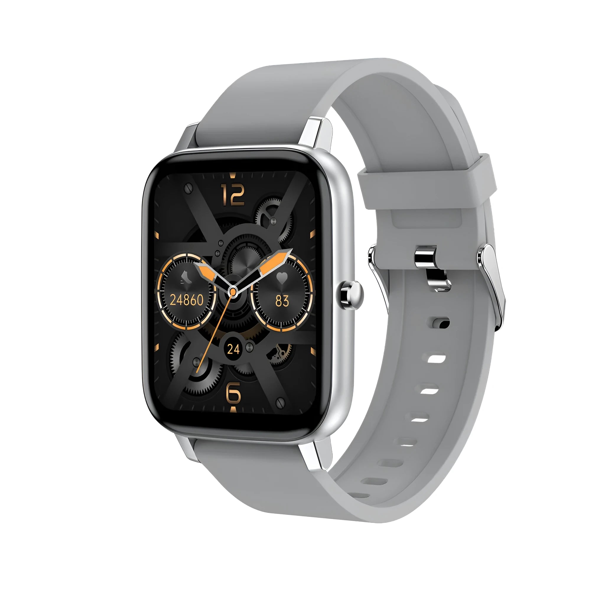 H80 Fashion Sports Smart Watch in black on wrist, showing ECG and blood oxygen monitoring on screen.