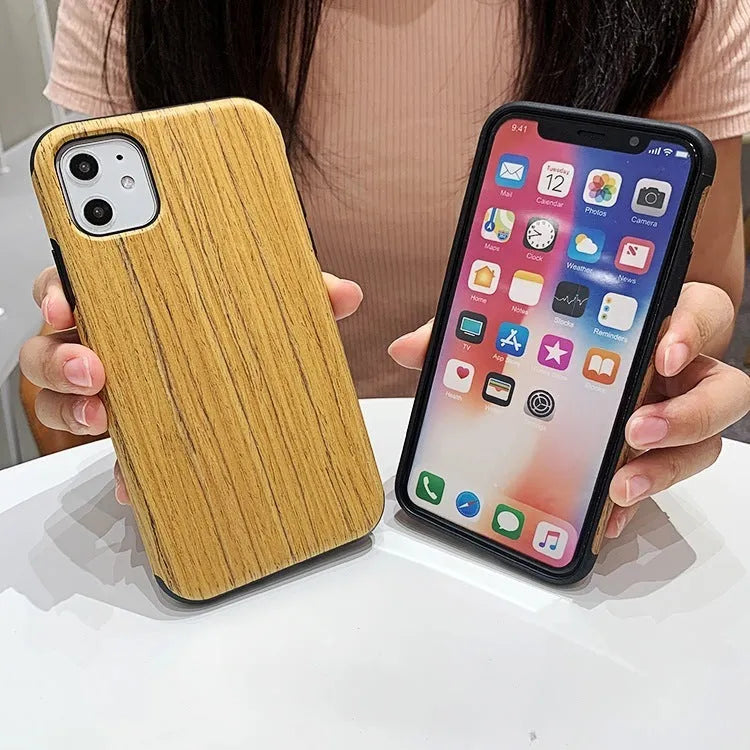 Wood phone case for iPhone showing natural wood grain in rosewood colour