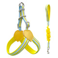 Nylon dog walking vest chest strap with 1.5 metre rope in multiple colour options