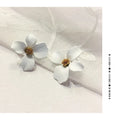 Flower stud earrings for women in alloy with white or pink electroplated finish