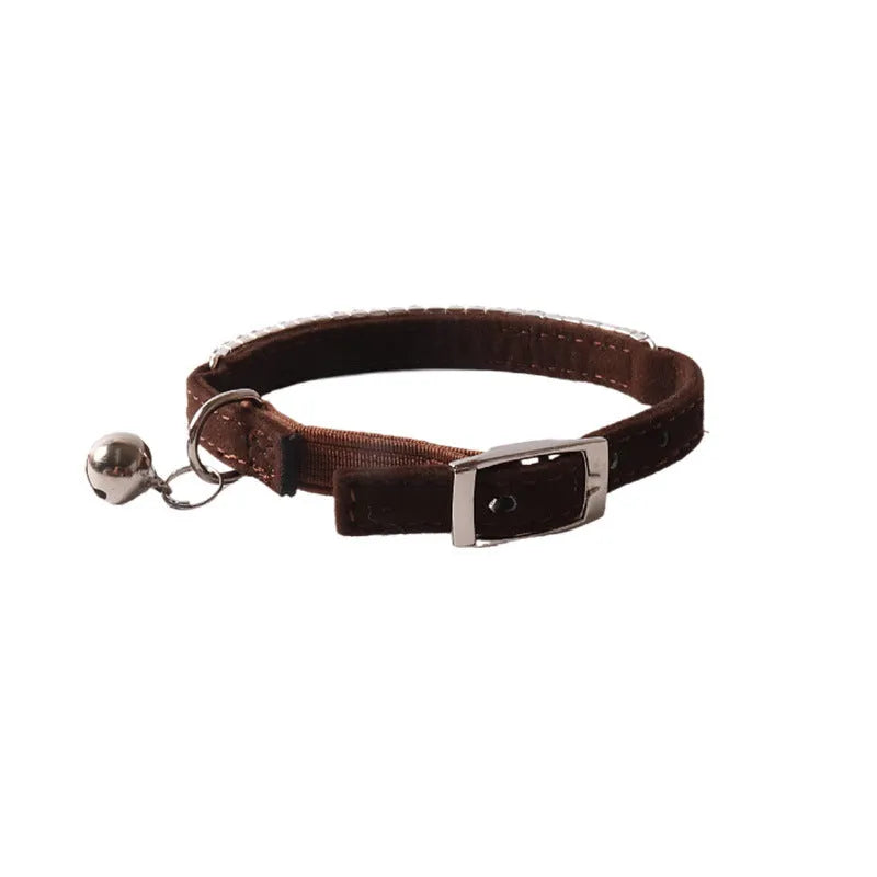 Flannel gang drill cat collar with elastic buckle in multiple colour options