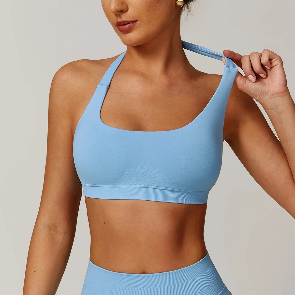 Women's halter yoga bra with removable pads in five colour options