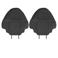 Pair of black leather anti kick pads for car seat backs, showing full coverage and single pocket.