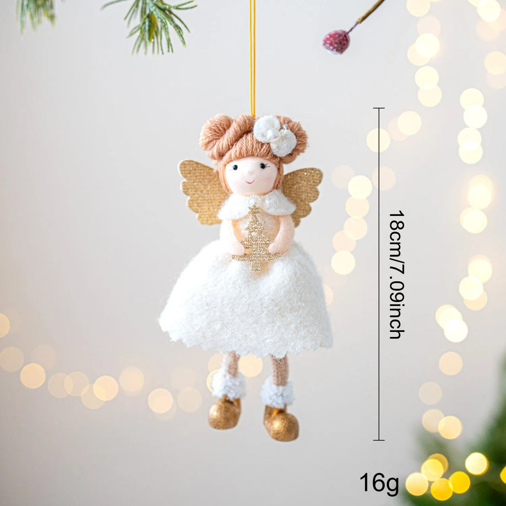 Christmas angel wings plush pendant in pink and white cloth with modern simplicity design