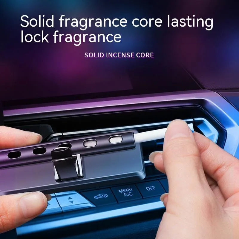 Black car vent aromatherapy diffuser with LED lights and removable fragrance sticks