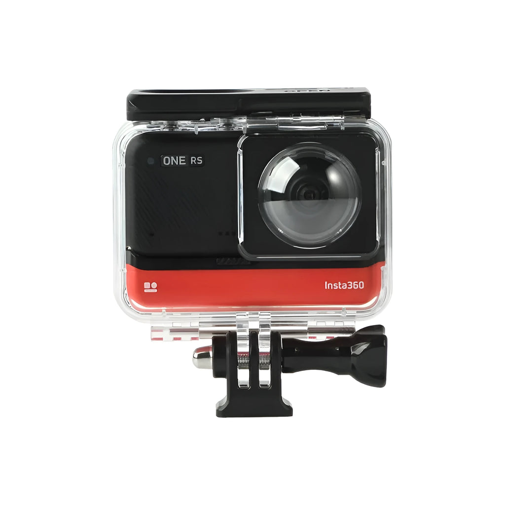 Transparent waterproof case for Insta360 One RS panoramic camera with dimensions 9x8x4.5cm