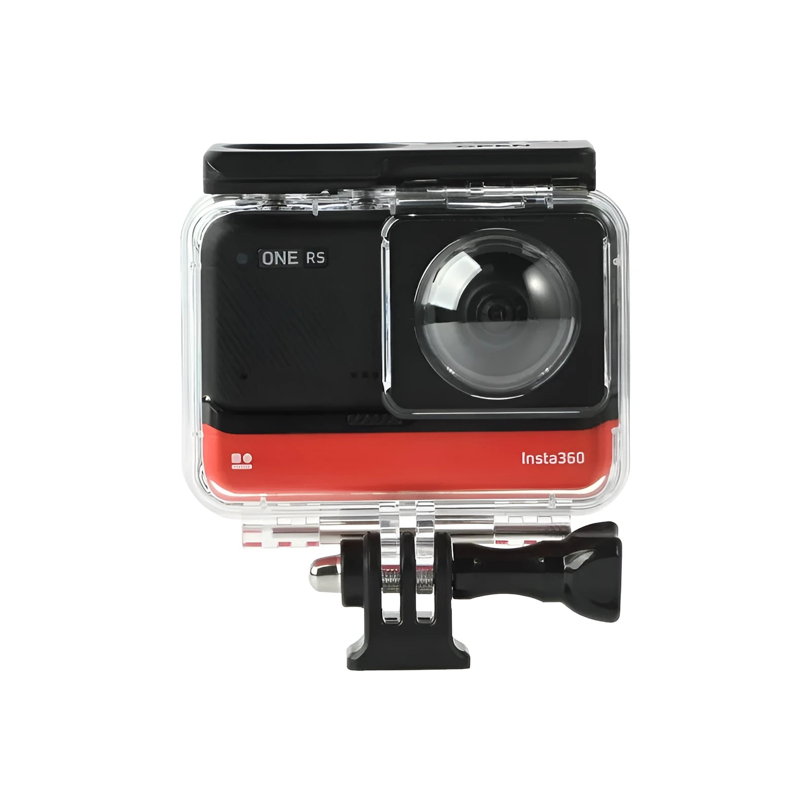 Transparent waterproof case for Insta360 One RS panoramic camera with dimensions 9x8x4.5cm