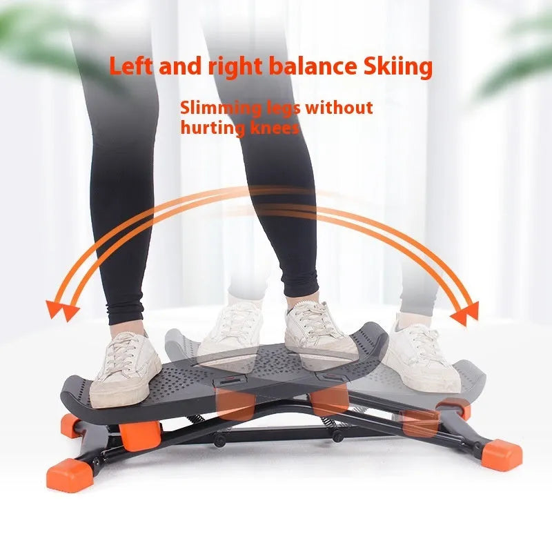 Black JS101A mini fitness skiing machine with elastic hand strap for home cardio.