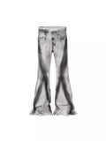 White mid waist cotton denim trousers with zip placket fly for teenagers in basic leisure style
