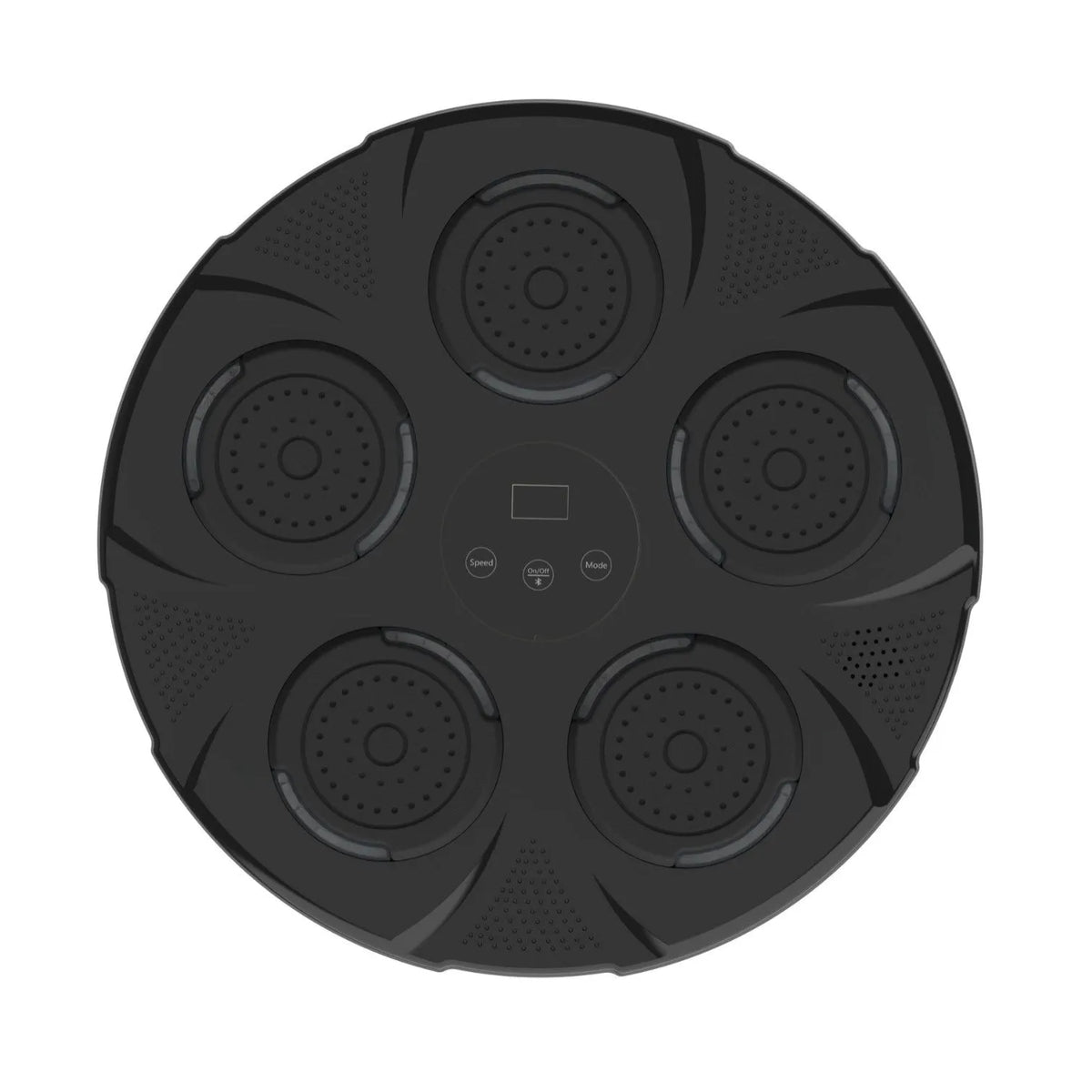 Smart wall-mounted boxing trainer with LED lights on ABS plastic housing, showing mounted position and striking target area.