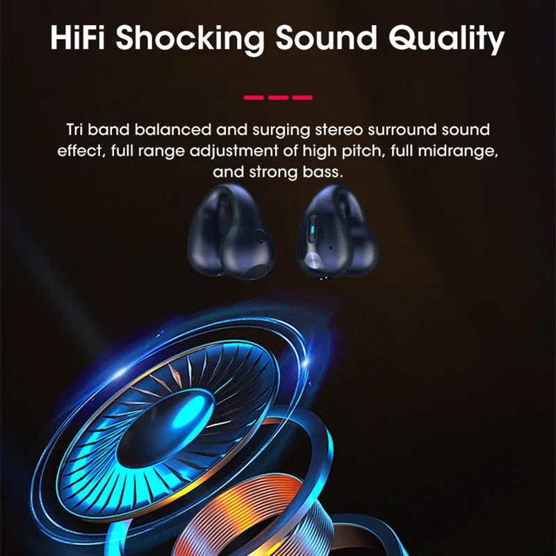 Q80 clip bone conduction Bluetooth headset in black, khaki or white colour with ear clip design