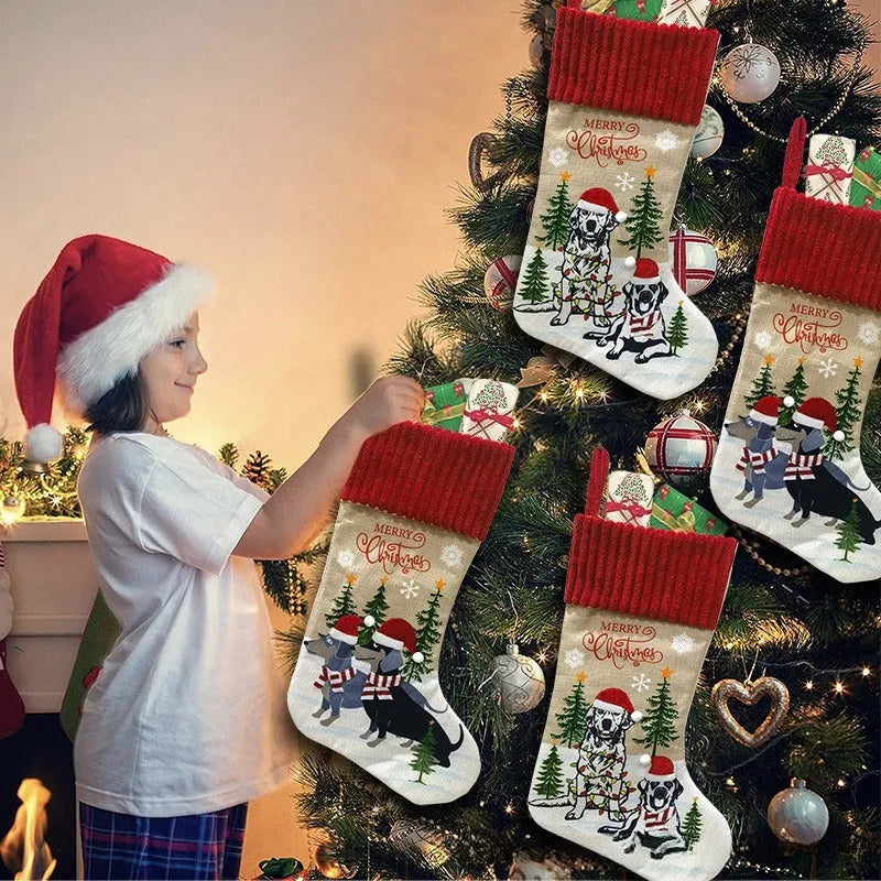 Fabric Christmas tree pendant with pet designs measuring 46 by 28 centimetres