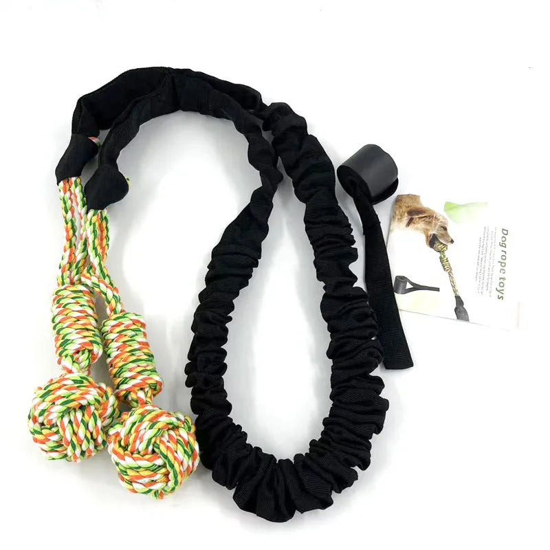 Cotton thread dog tug of war rope toy in red colour for interactive play