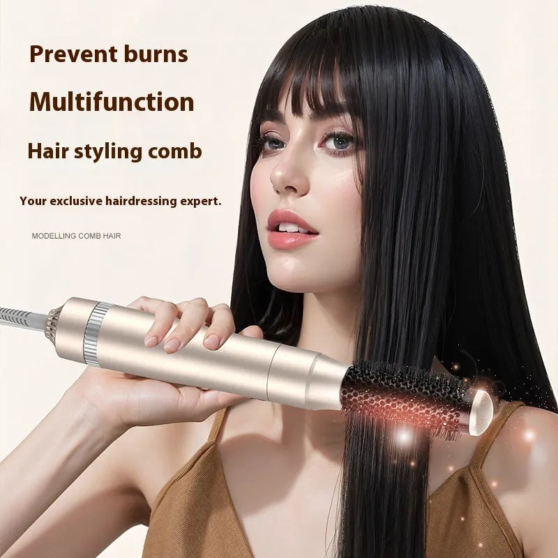 Champagne gold five-in-one hot air comb hair curler with heating elements for multi-function styling