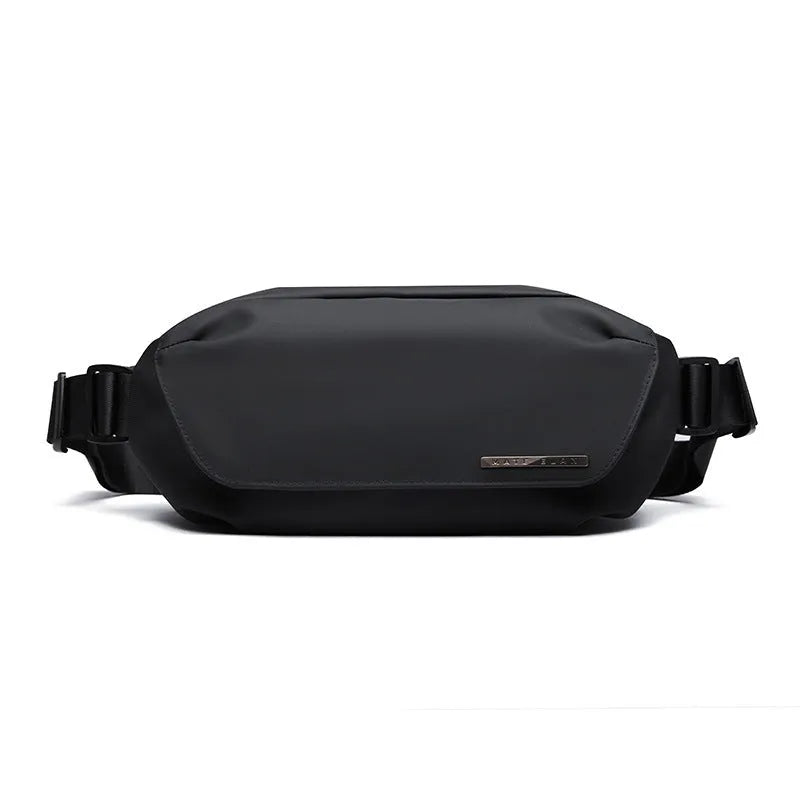 Black Oxford cloth men's messenger crossbody bag with street trend sewing thread detailing