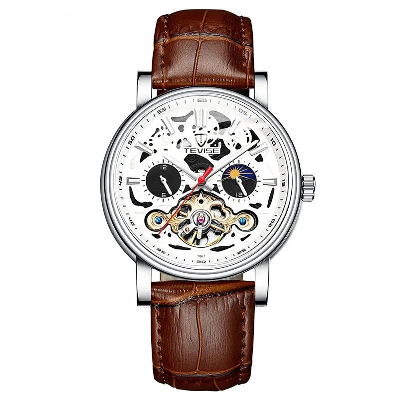 Fashion Tourbillon Waterproof Luminous Mechanical Watch Body for men in 16.5mm thickness with rose black and white options