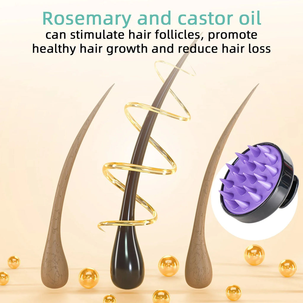 118ml bright yellow hair treatment oil bottle with massage brush applicator for hair care