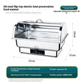 Stainless steel electric buffet food warmer with transparent flip lid and LCD control screen.