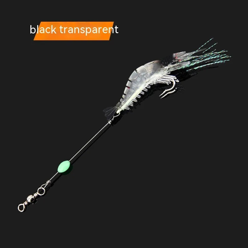 Pre-rigged soft plastic fishing lure with embedded hook in luminous colour options