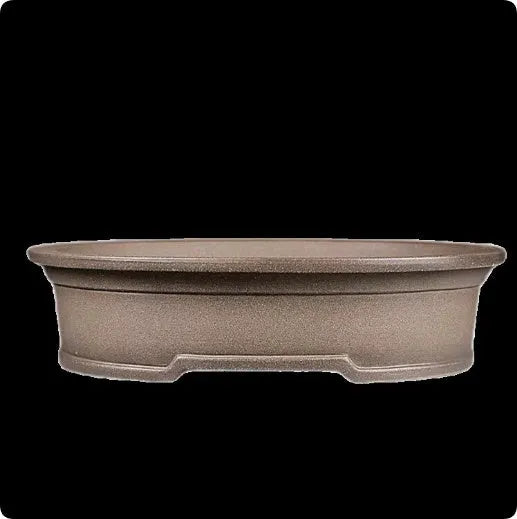 Handmade purple sand ceramic bonsai pot with antique oval design measuring 25x21x6.3cm