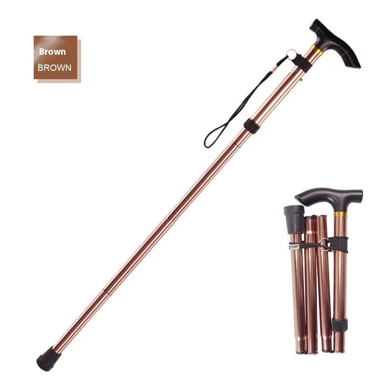 Aluminium alloy folding walking cane with adjustable 85-95cm height and non-slip handle