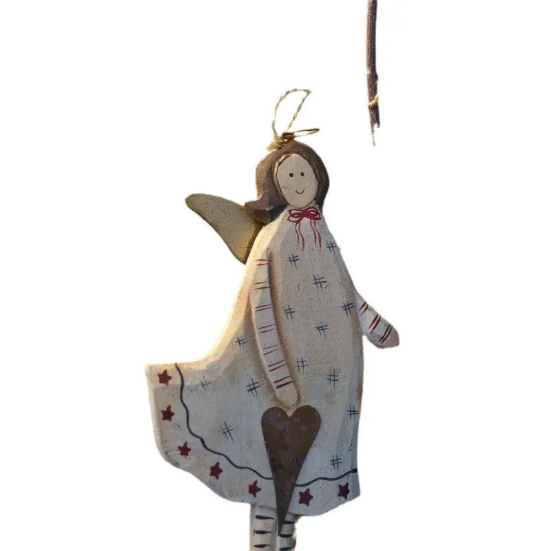 Hand-carved wooden door plaque with heart design and letter carving in country style