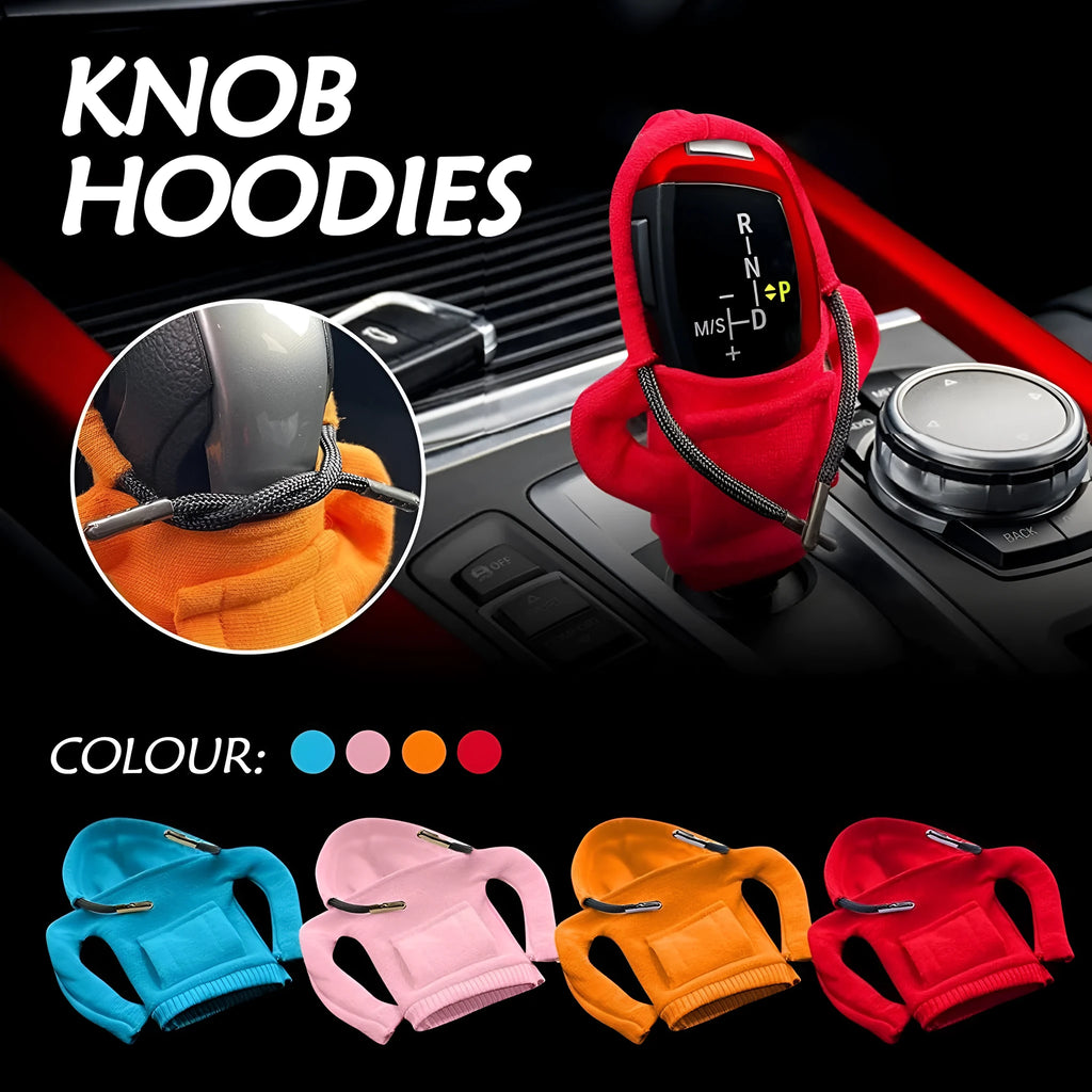 Cloth gear shift knob hoodie cover for manual and automatic cars measuring 13x8cm in multiple colours